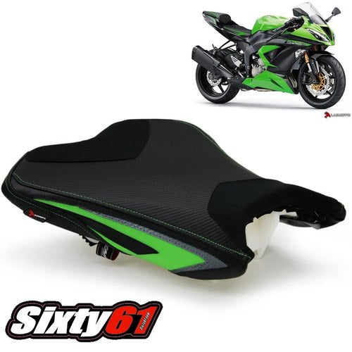 Kawasaki ZX6R Seat Cover 2013-2016 2017 2018 Luimoto Front Green Black Sport