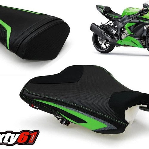 Kawasaki ZX6R Seat Cover 2013-2017 2018 Sport Luimoto Front Rear Green Black
