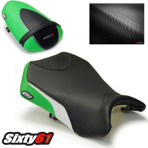 Kawasaki Ninja 250R Seat Covers 2008-2010 2011 2012 Luimoto Front Rear Green