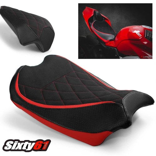 Ducati Panigale V4 Seat Covers 2018-2021 Black Suede Diamond Luimoto Front Rear