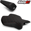 Yamaha R6 Seat Covers 2017-2024 2025 Luimoto Black Red Tec-Grip Suede Front Rear