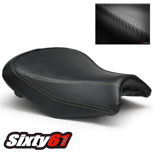 Kawasaki Ninja 650 Z650 Seat Cover 2017-2026 Luimoto Front Black Green Stitch