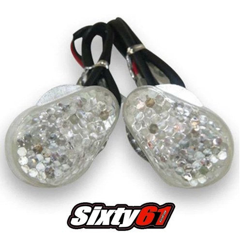 ZX6R 1998-2019 LED Flush Mount Turn Signals Kawasaki Clear Mirror Block Offs