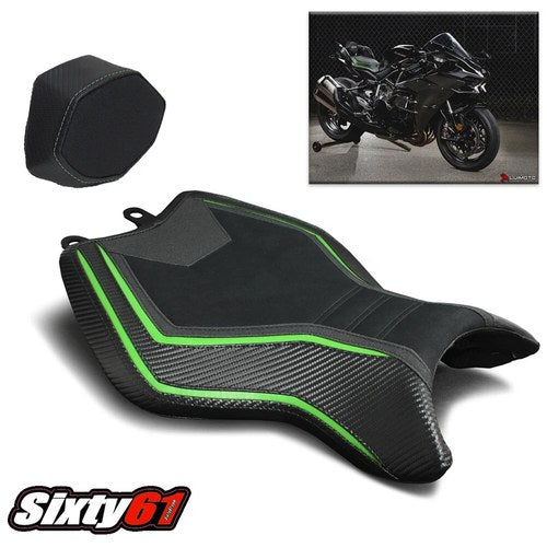 Kawasaki H2 Seat Covers 2015-2024 2025 2026 Luimoto Tec-Grip Cowl Green Suede