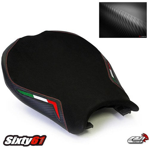 Ducati 848 1098 1198 Seat Cover Red Stitch 2008-2011 2012 2013 Luimoto Suede
