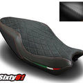 Ducati 821 1200 Seat Cover 2014 2015 2016 Luimoto Red Stitch Suede Carbon Fiber