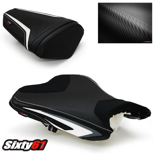 ZX6R Seat Covers 2013-2016 2017 2018 Luimoto Kawasaki Front Rear White Suede