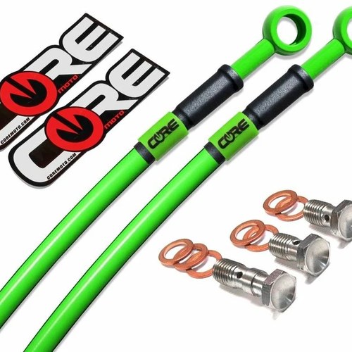Green Brake Lines Honda Grom 2016-2025 (Non-ABS) Front Rear Stainless Braided