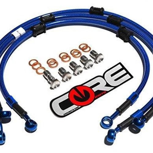 Yamaha R1 Brake Lines 2009-2011 2012 2013 2014 Front-Rear Blue Braided Steel Kit