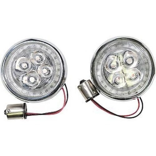 Ciro 45501 Chrome Bezel Fang Red LED Turn Signal Insert 1156 Harley Application