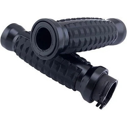Drag Specialties 0630-2640 Black Grenade Hand Grips for Harley Cable Op Throttle