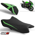 Kawasaki ZX6R Seat Cover 2019-2026 Luimoto Front Rear Black Green Suede Tec-Grip