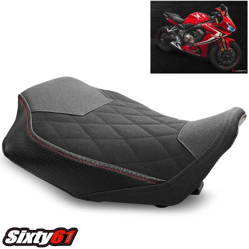 Honda CBR650R Seat Cover 2019-2021 2022 2023 Luimoto Black Red Suede Tec-Grip