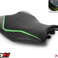 Kawasaki Z900 Seat Cover 2020 2021 2022 2023 Luimoto Black Green Suede Tec-Grip