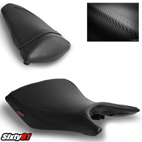Yamaha MT03 MT 03 Seat Covers 2020-2023 2024 Luimoto Front Rear Red Stitch Black