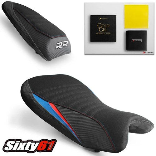 BMW S1000RR Seat Covers with Gel 2019-2025 Luimoto Motorsports Black Blue Red