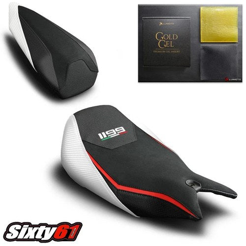 Ducati Panigale 1199 Seat Covers with Gel Pad 2011-2015 Luimoto White Veloce