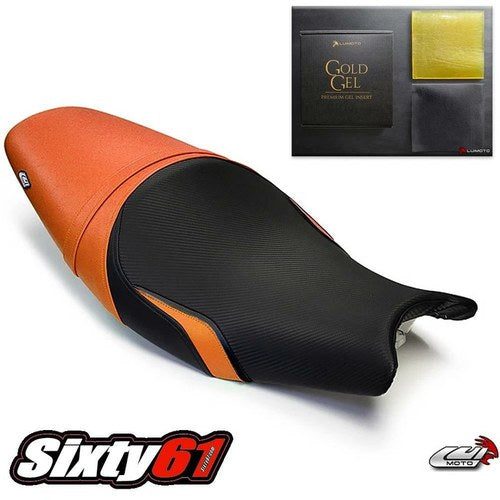 Kawasaki ER6F ER6N Ninja 650R 2005-2008 Seat Cover with Gel Orange Black Luimoto
