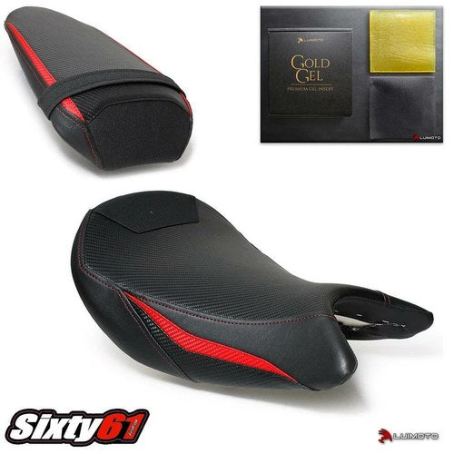 Suzuki Gsxs 1000 Seat Covers with Gel 2015-2020 Luimoto Front Rear Red Carbon