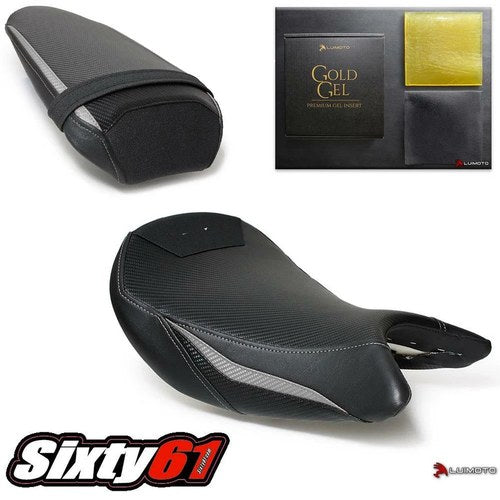 Suzuki Gsxs 1000 Seat Covers with Gel 2015-2020 Luimoto Front Rear Gray Carbon