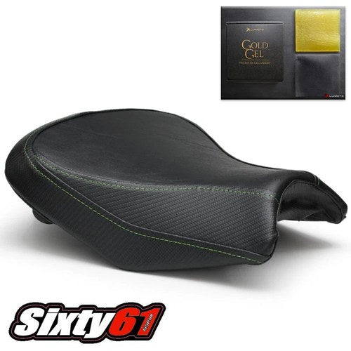 Kawasaki Ninja 650 Z650 Seat Cover with Gel 2017-2026 Luimoto Black Green Stitch