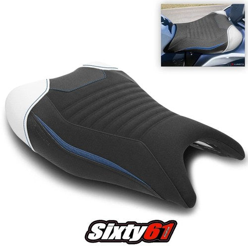 Suzuki Hayabusa Seat Cover 2021-2025 Luimoto White Blue Black Tec-Grip Suede