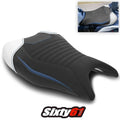 Suzuki Hayabusa Seat Cover 2021-2025 Luimoto White Blue Black Tec-Grip Suede
