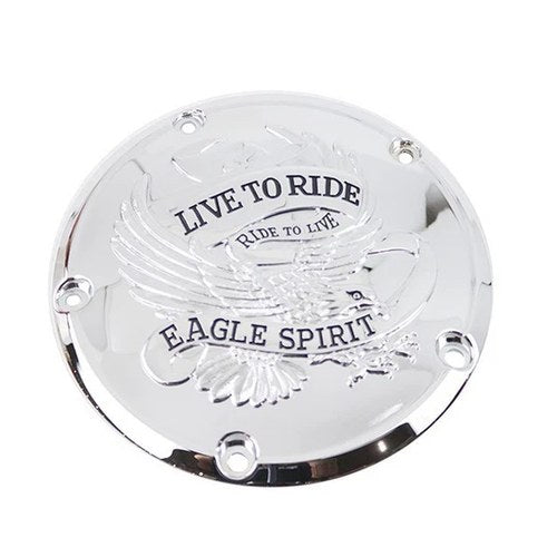 V-Twin 42-0950 Chrome Live to Ride Eagle Spirit Derby Cover for Twin Cam