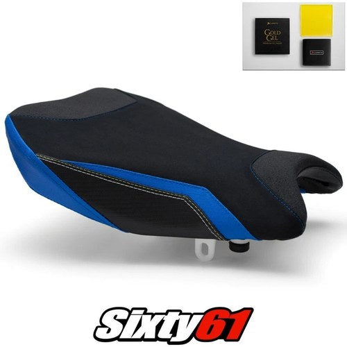 Suzuki Gsxr 1000 Seat Cover and Gel 2017-2023 2024 Luimoto Blue Tec-Grip Suede