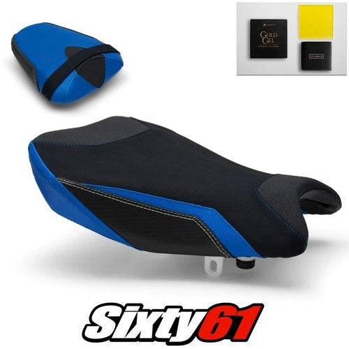 Suzuki Gsxr 1000 Seat Covers and Gel 2017-2023 2024 Blue Luimoto Tec-Grip Suede