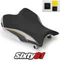 Suzuki Gsxr 1000 Seat Cover Front with Gel 2009-2016 Black Silver Luimoto Carbon