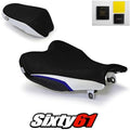 Suzuki Gsxr 1000 Seat Covers with Gel 2009-2016 Black Dark Blue Luimoto Carbon