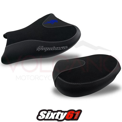 Hayabusa Seat Covers 2008-2018 2019 2020 Suzuki Volcano Black Blue Carbon Grip