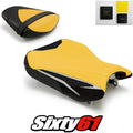 Suzuki Gsxr 600 750 Seat Covers with Gel 2011-2025 2026 Yellow Luimoto Carbon