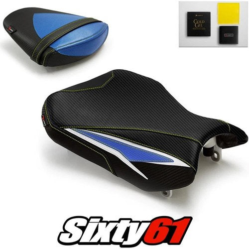 Suzuki Gsxr 600 750 Seat Covers with Gel 2011-2026 Black Blue Luimoto Carbon