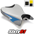 Suzuki Gsxr 600 750 Seat Cover with Gel 2008-2010 Silver Blue Luimoto Carbon