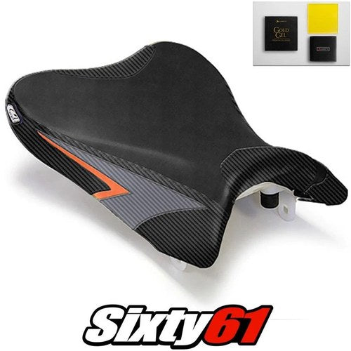 Suzuki Gsxr 600 750 Seat Cover with Gel 2008-2010 Black Orange Luimoto Carbon