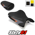 Suzuki Gsxr 600 750 Seat Covers with Gel 2008-2010 Black Orange Luimoto Carbon