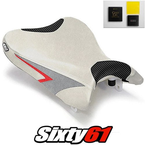 Suzuki Gsxr 600 750 Seat Cover with Gel 2008 2009 2010 Silver Red Luimoto Carbon