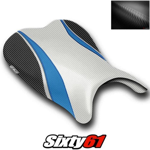Suzuki Gsxr 600 750 Seat Cover 2006 2007 Front Silver Blue Luimoto Carbon Fiber