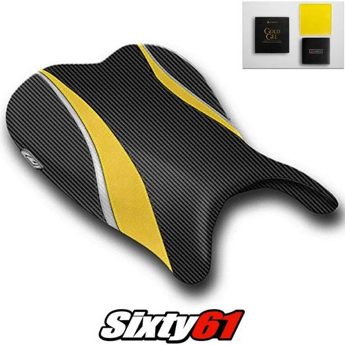Suzuki Gsxr 600 750 Seat Cover with Gel 2006 2007 Black Yellow Luimoto Carbon
