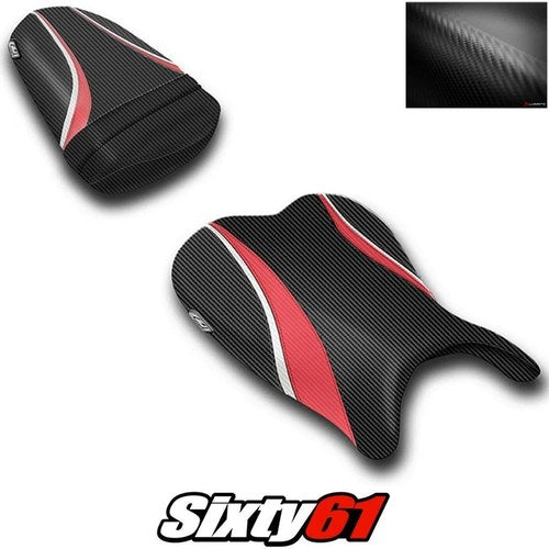 Suzuki Gsxr 600 750 Seat Cover 2006 2007 Front Rear Red Luimoto Carbon Fiber