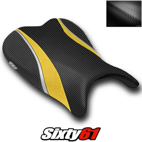 Suzuki Gsxr 600 750 Seat Cover 2006 2007 Front Black Yellow Luimoto Carbon