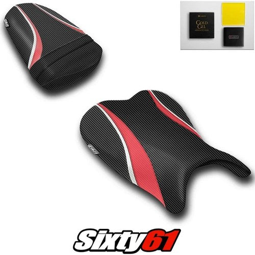 Suzuki Gsxr 600 750 Seat Covers Front Rear with Gel 2006 2007 Red Luimoto Carbon