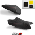Kawasaki ZX6R Seat Covers with Gel 2019-2026 Black Red Luimoto Tec-Grip Suede
