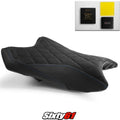 Kawasaki ZX6R Seat Cover with Gel 2019-2026 Black Blue Luimoto Tec-Grip Suede