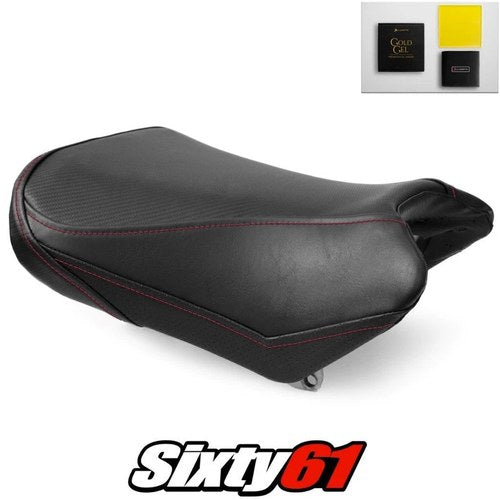 Suzuki SV650 Seat Cover with Gel 2004-2014 2015 Black Red Stitch Luimoto Carbon