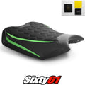 Kawasaki ZH2 Seat Cover with Gel 2020-2026 Black Green Luimoto Tec-Grip Suede
