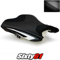 Kawasaki ZX6R Seat Cover 2013-2017 2018 Front Black White Luimoto Carbon Suede