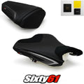 Kawasaki ZX6R Seat Covers and Gel 2013-2018 Black Silver Luimoto Carbon Suede
